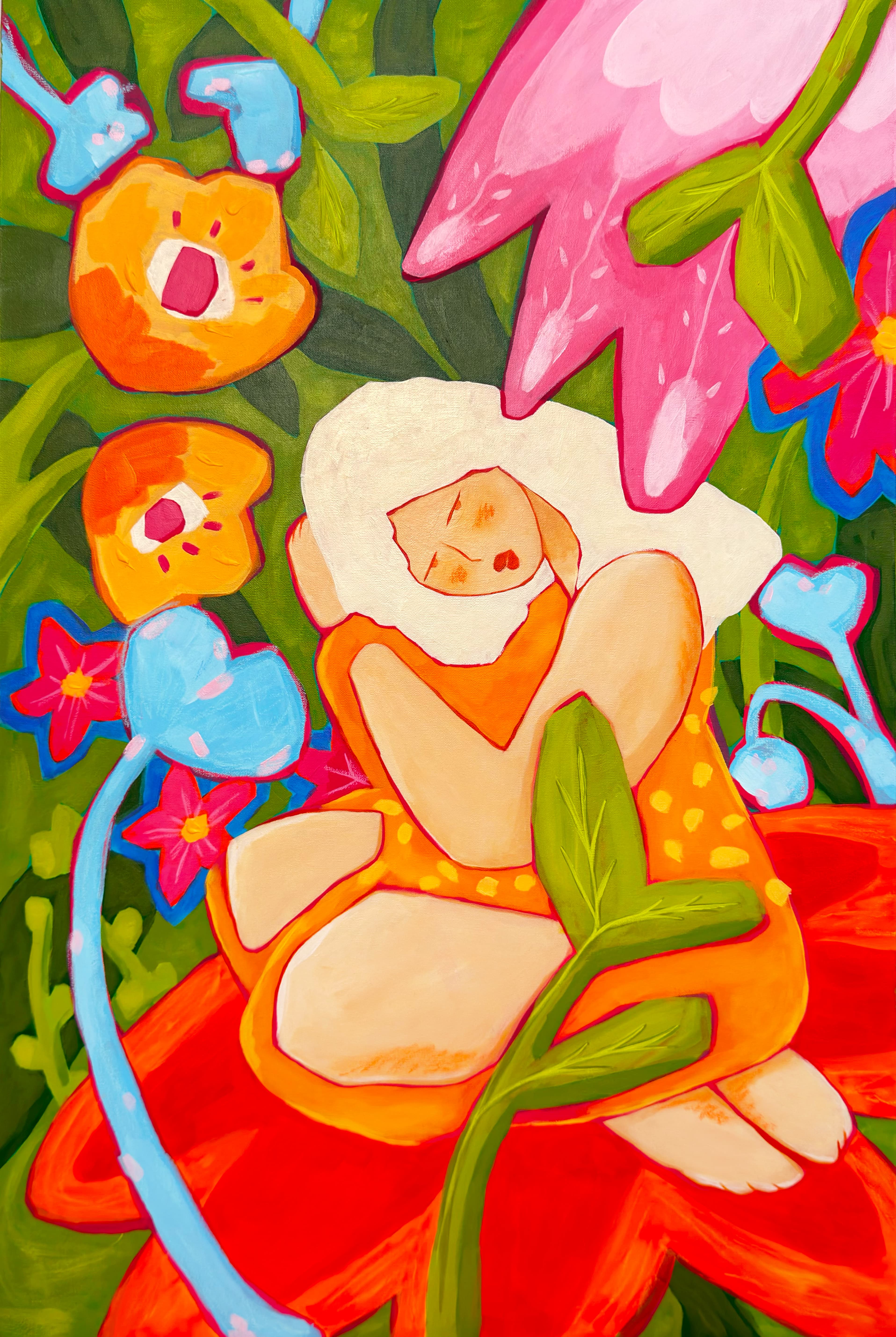 Forest Song — canvas, acrylic, oil pastel, 60 × 90 cm