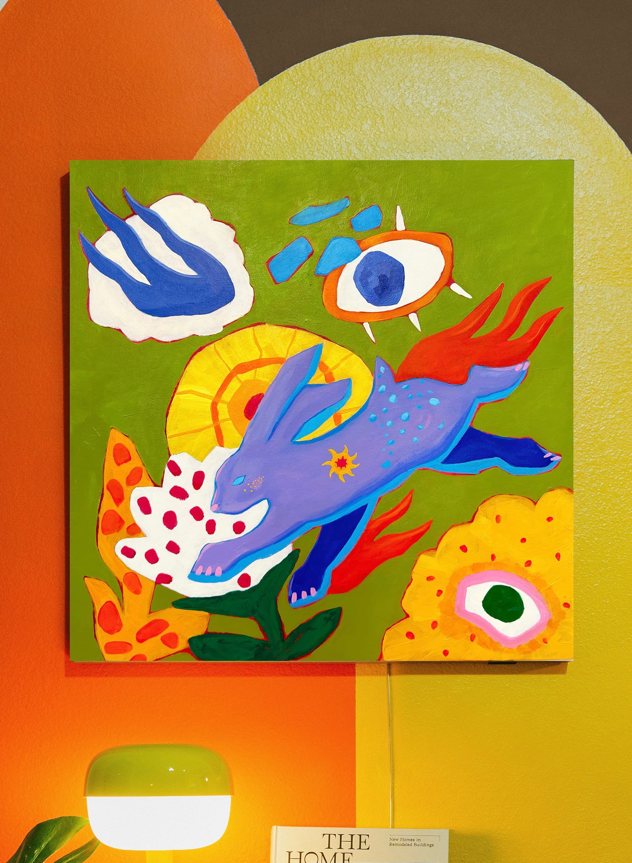 Дикий заяц — холст, акрил, масляная пастель, 60 × 60 см